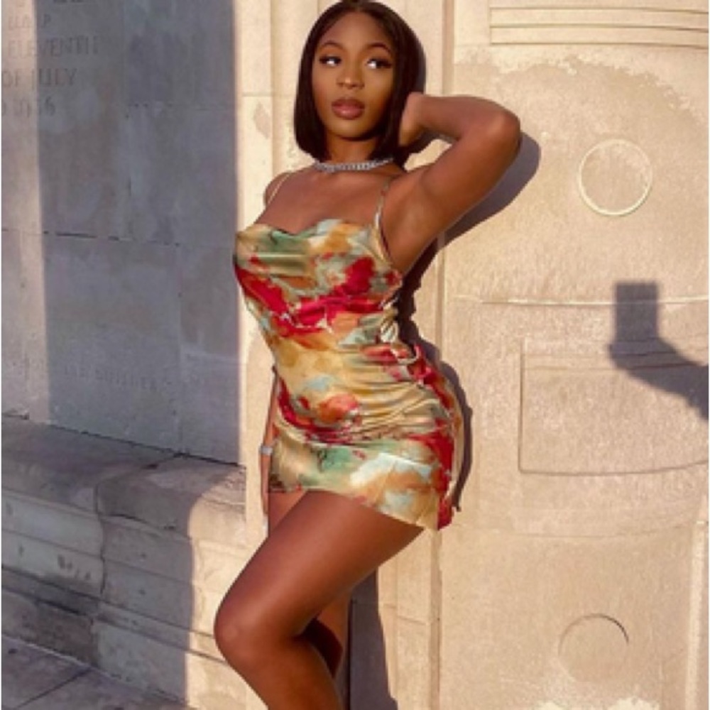 NAANAA Watercolor Tye Dye Marble Print Mini Dress